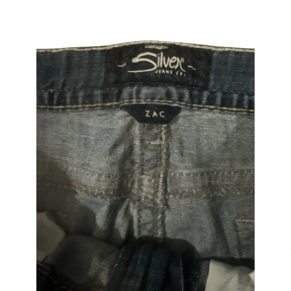 Silver Jeans Men 36 Medium Wash Zac Straight Leg 5 Pocket Thick Stitch Denim